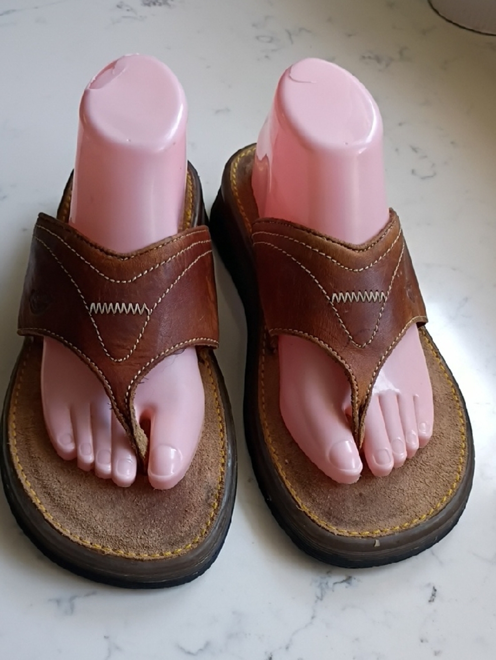 Dr.Martens Men's Brown Leather Thong Sandals - Casual Slip-On